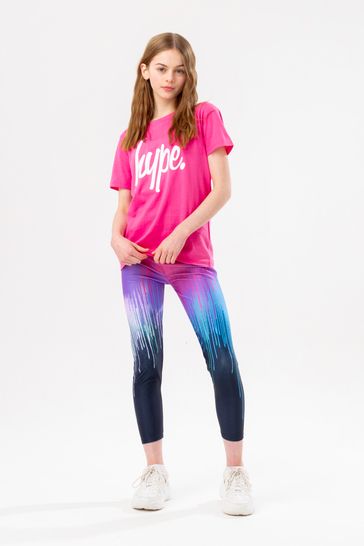 Hype Girls Pink Fuschia Multi Drips T-Shirt and Legging Set