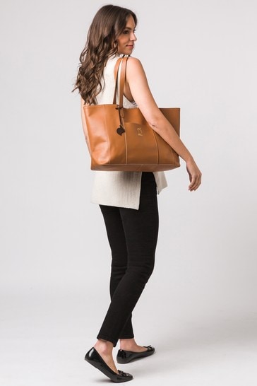 Vegetable tanned leather tote bag hot sale