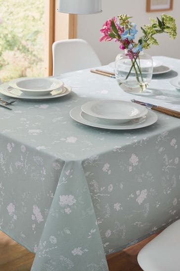 Catherine Lansfield Green Meadowsweet Floral Table Cloth
