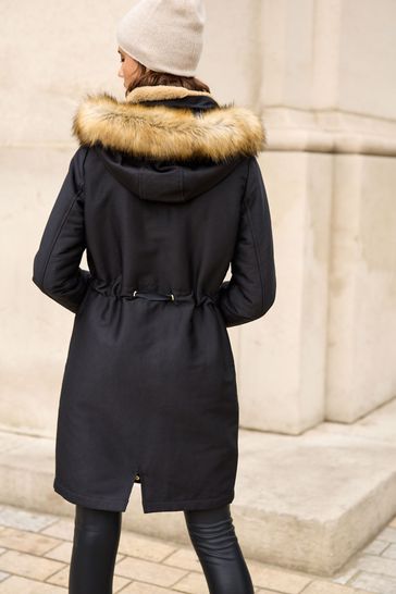 Furry hooded hot sale parka mango