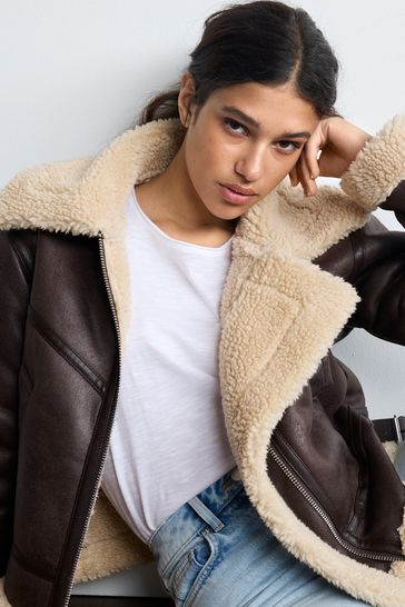 Tan discount aviator coat