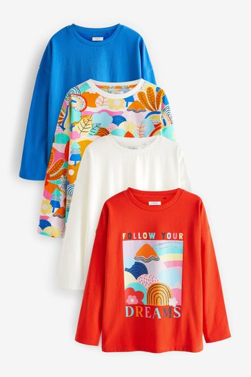 Red/Blue Rainbow Long Sleeve Tops 4 Pack (3-16yrs)