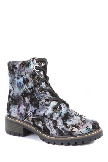 Buy Pavers Black Silver Pavers Ladies Lace Up Ankle Boots from Next Italy