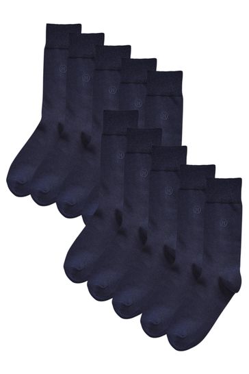 Pack de 10 pares de calcetines transpirables en azul marino con logotipo bordado