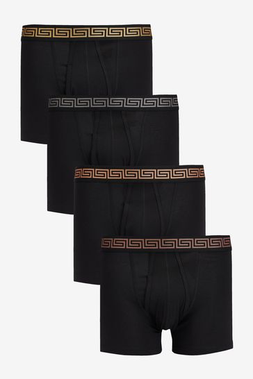Black Metallic Pattern Waistband 4 pack A-Front Boxers