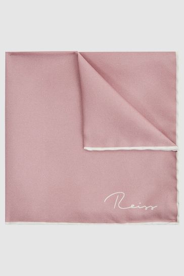 Reiss Pink Ceremony Plain Silk Pocket Square