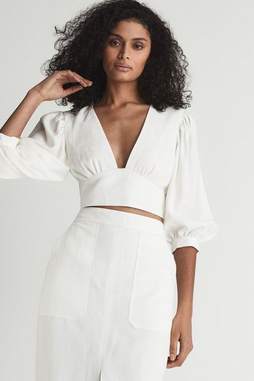 Buy Reiss Ava Bow Back Co-ord Crop Top 
