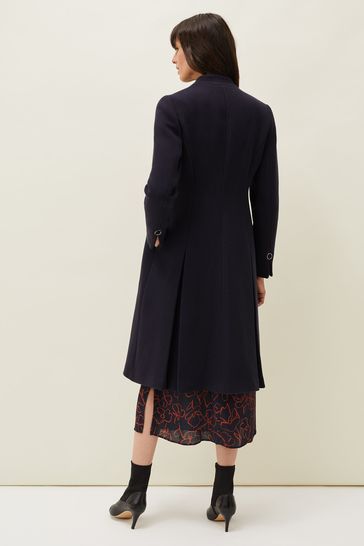 Blue Evie-Rose Fit \u0026 Flare Wool Coat 