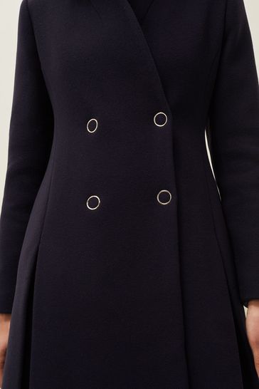 Blue Evie-Rose Fit \u0026 Flare Wool Coat 