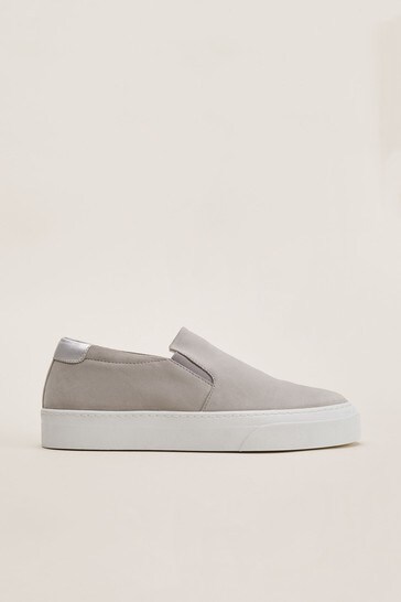Phase Eight Grey Theresa Suede Slip-On Trainers