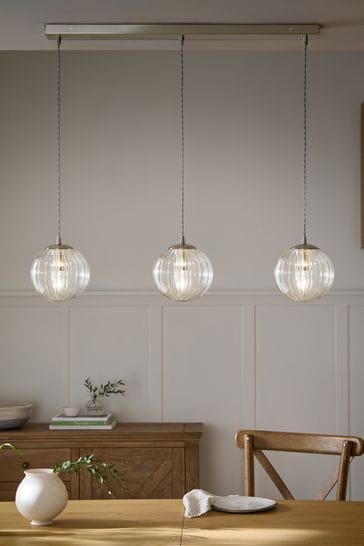 Buy Brushed Chrome Bourton Linear 3 Light Pendant Ceiling Lights from Next Ireland