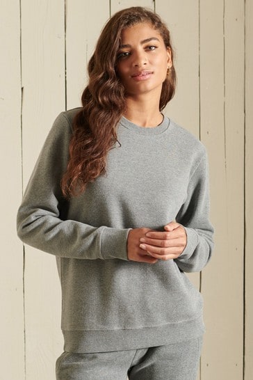 Superdry Grey Organic Cotton Vintage Logo Crew Sweatshirt