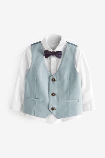 Blue Waistcoat, Shirt & Bow Tie Set (3mths-9yrs)