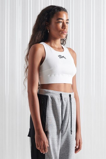 Superdry White Limited Edition SDX Sports Crop Top
