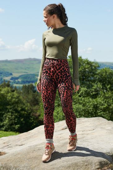 Buy Rust Brown Animal Next Elements Outdoor Fleece Lined Leggings from Next Luxembourg