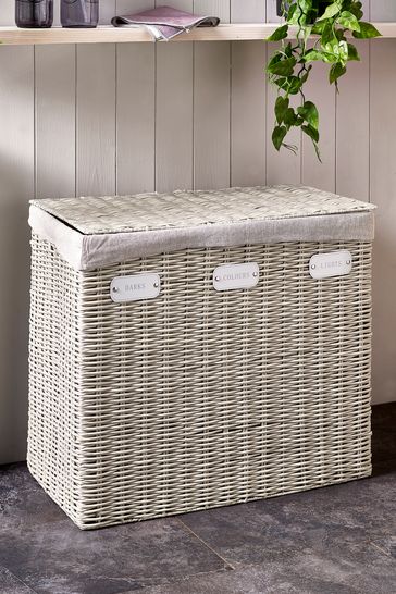 Grey Plastic Wicker Laundry Sorter