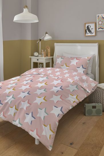 Copenhagen Home Pink Kids Star Spangled Duvet Cover and Pillowcase Set