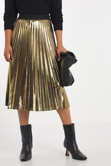 JD Williams Gold Foil Print Midi Skirt