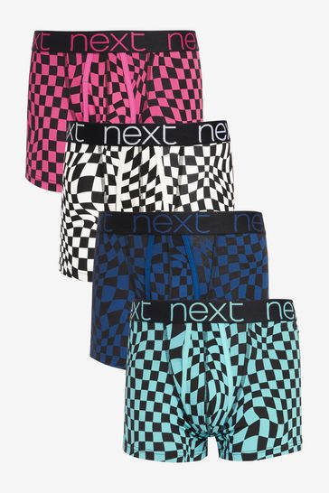 Multi Checkerboard Print 4 pack A-Front Boxers