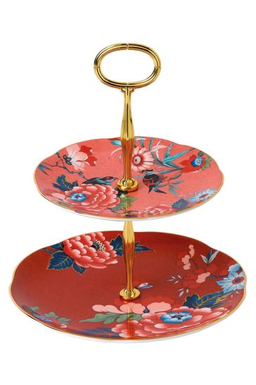 Wedgwood Blue Paeonia Blush Two Tier Cake Stand