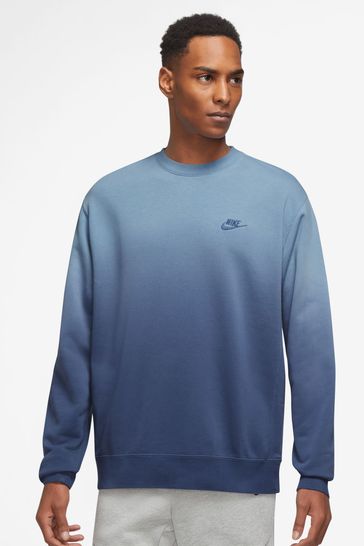 Nike Navy Club+ Fleece Dip Dye Crew Sweatshirt