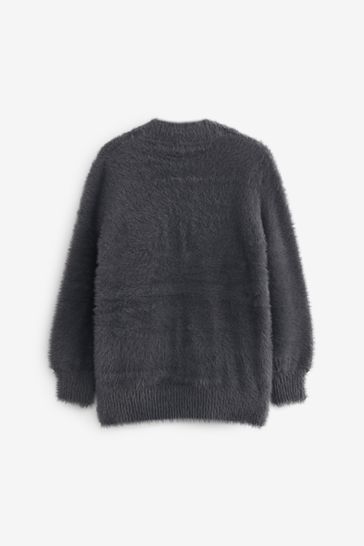 Buy Charcoal Grey Fluffy Long Cardigan 3 16yrs from Next Luxembourg