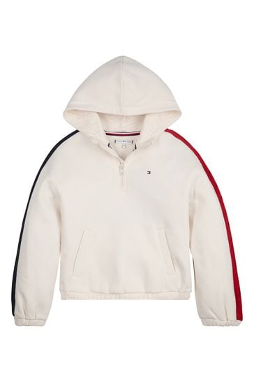 Tommy Hilfiger Cream Cable Knit Hoodie