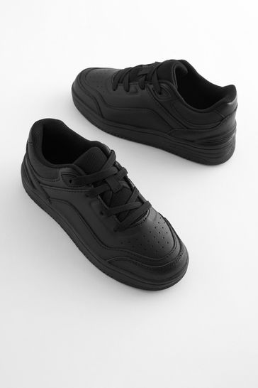 Black School Leather Lace-Up Shoes