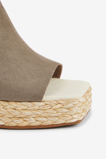 Buy Khaki Green Forever Comfort Raffia Mule Wedges from Next Austria