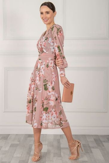 Buy Jolie Moi Jasmine Pink Long Sleeve Mesh Dress from Next Austria