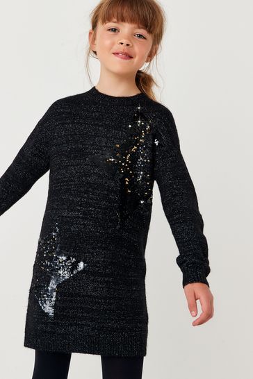 Black sparkly jumper dress outlet