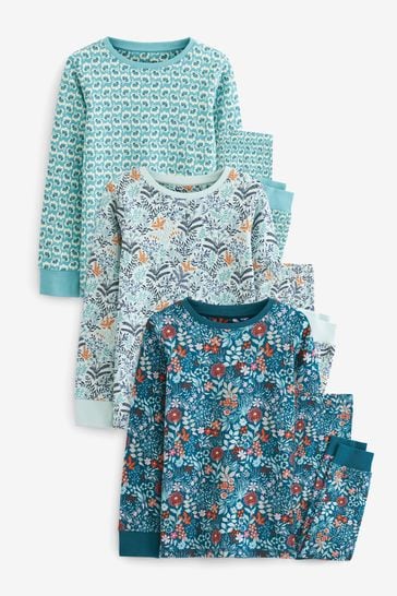 Blue Floral Pyjamas 3 Pack (9mths-16yrs)