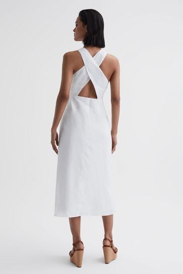 Cotton linen midi dress sales