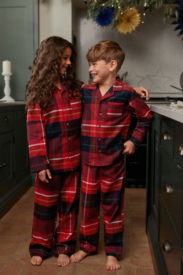 Buy Red Check Matching Family Kids Christmas Cotton Pyjamas 9mths 16yrs from Next Luxembourg