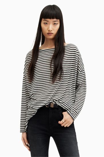 AllSaints Black Stripe Rita T-Shirt