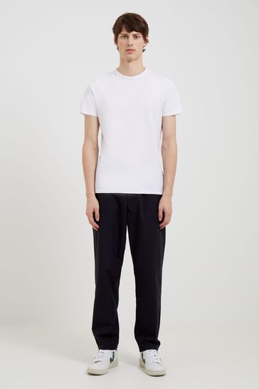 French Connection Black Peached Cotton Straight Leg Trouser