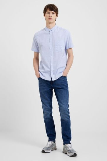 French Connection Sky Gingham Pocket Short Sleeve Shirt