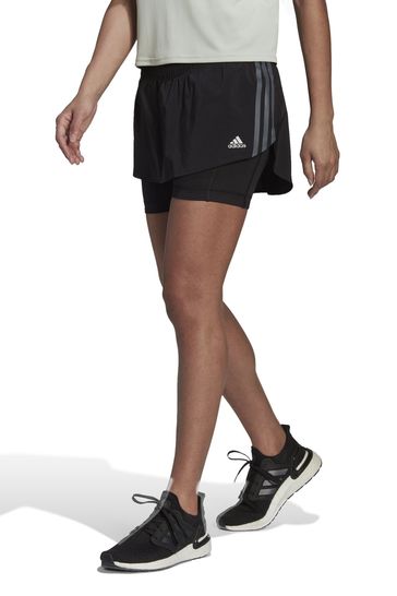 adidas Black Run Icons 3-Stripes Running Skort