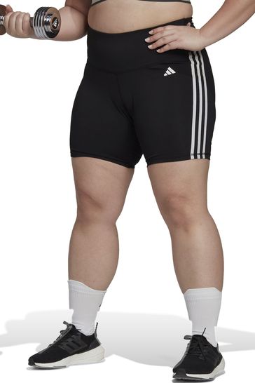 adidas Black Curve Training Essentials 3-Stripes High-Waisted Short Leggings