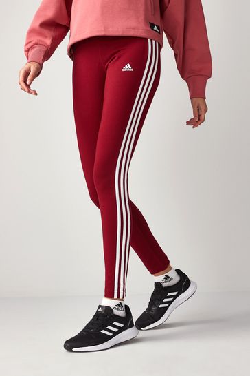 adidas Red Loungwear Essentials 3-Stripes Leggings