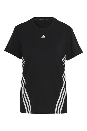 Buy adidas Black Performance Train Icons 3 stripes T Shirt from