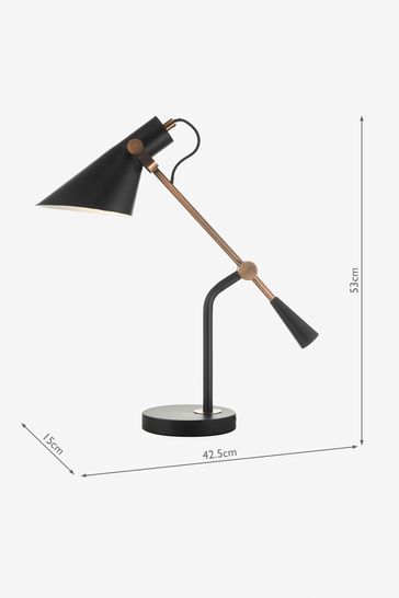 Dar Lighting Silver Serge Task Table Lamp