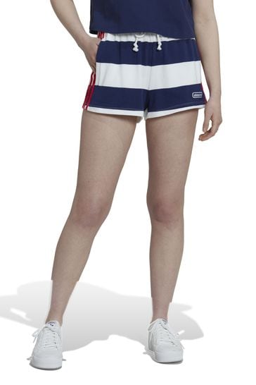 adidas Originals Blue Mid Waist Striped Shorts