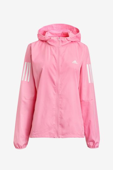 adidas Pink Own The Run Hooded Running Windbreaker Jacket