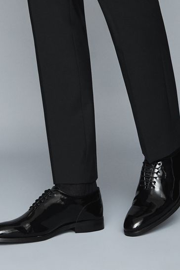 Reiss Black Bay Patent Leather Whole Cut Shoes