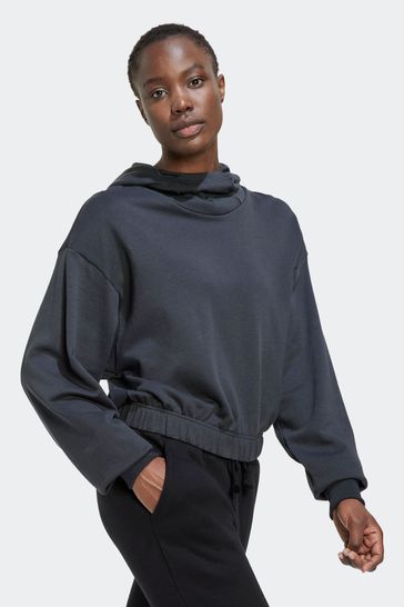 Grey cropped adidas hoodie sale