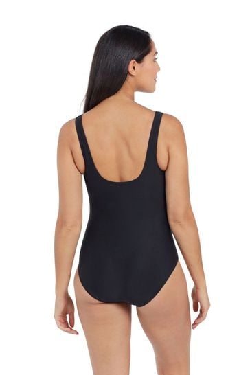 Black scoop back one piece clearance swimsuit