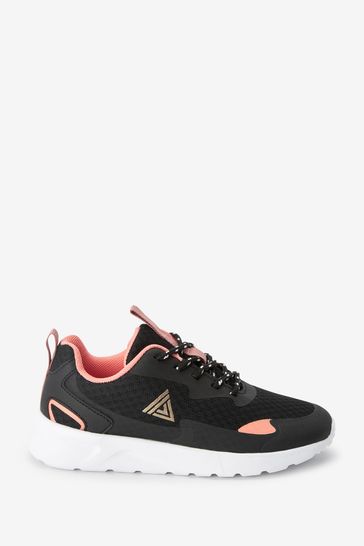 Black/Coral Wide Fit (G) Lace-Up Trainers
