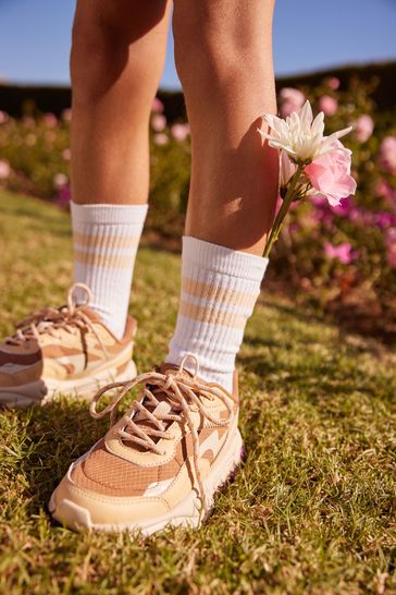 Buy Tan Brown Pink Chunky Trainers from Next Luxembourg