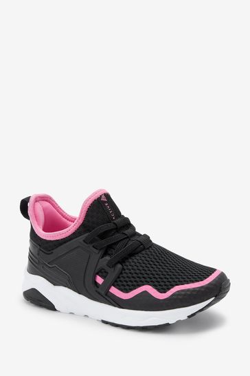 Buy Black Pink Elastic Lace Trainers from Next Germany